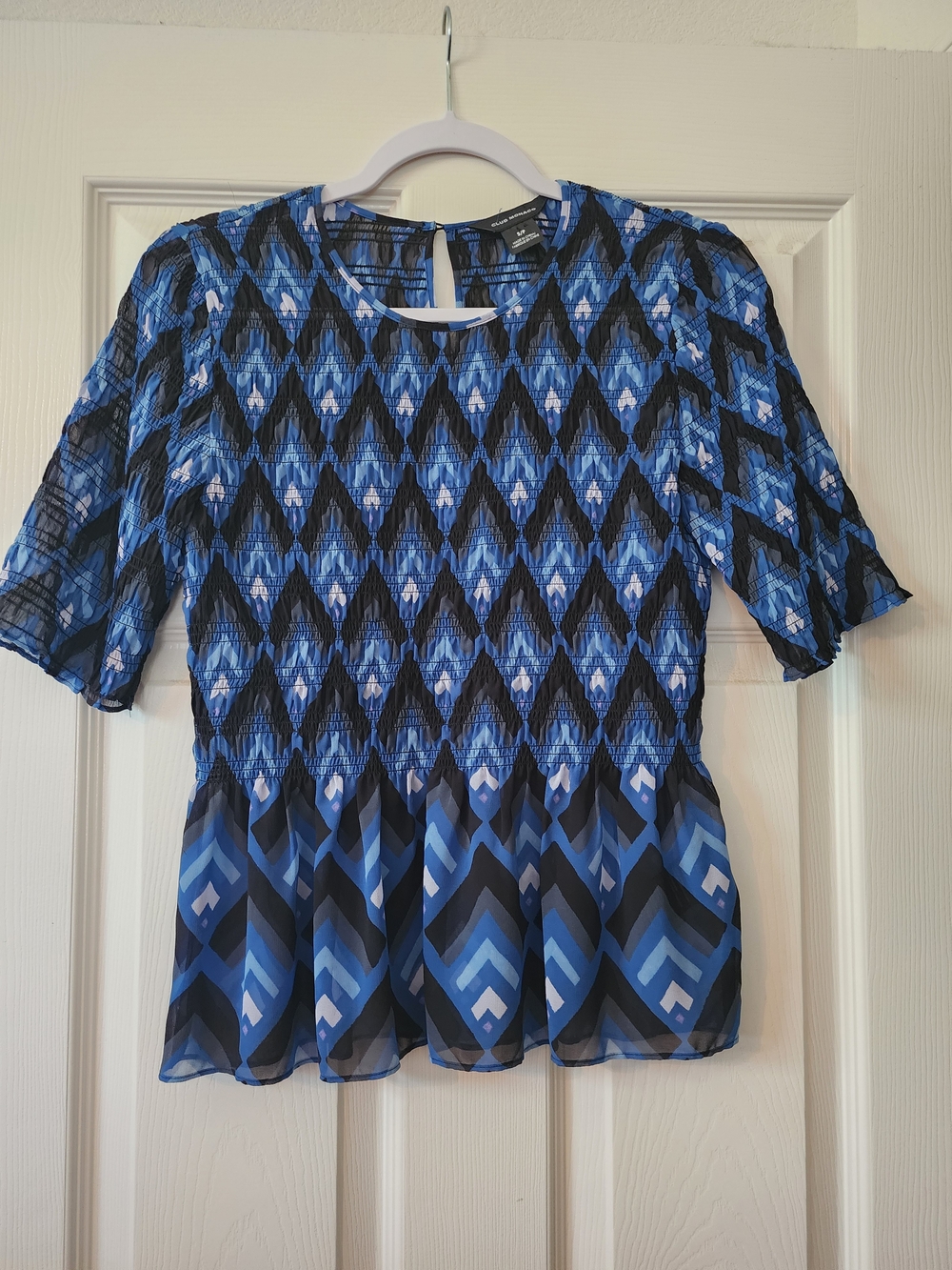 Club Monaco "Luceenie" Smocked Peplum Top - S/P
